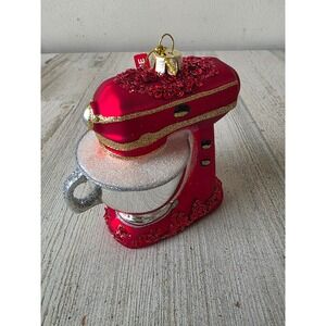 Ashland mixer bowl Baker glass glitter red sequin ornament Xmas tree